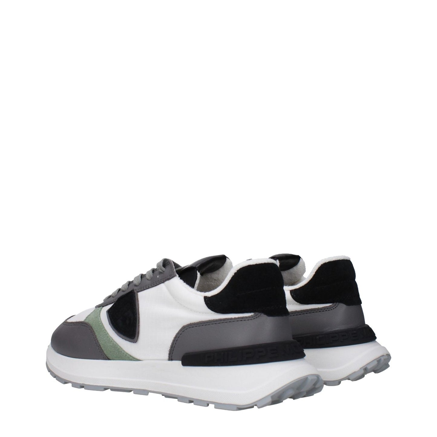 Philippe Model White Fabric Low Top Sneakers with front and back logo, vintage effect, MPN ATLUZ0PELLETB317 and code F83288 in white fabric.