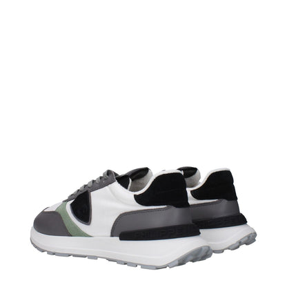 Philippe Model White Fabric Low Top Sneakers with front and back logo, vintage effect, MPN ATLUZ0PELLETB317 and code F83288 in white fabric.