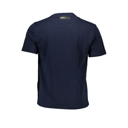 Back view of Plein Sport Blue Cotton Men T-Shirt showcasing stylish design and quality craftsmanship.