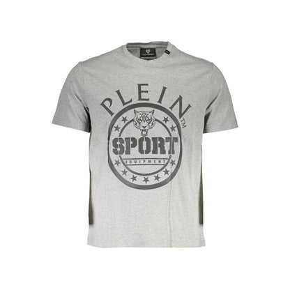 Plein Sport Brown Cotton Men T-Shirt with logo and crew neck