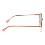 Side view of Polaroid Gold Women Glasses Frame in eco metal, full-rim square style, size 52-18-145 with demo lenses.