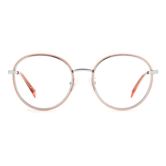 Polaroid Orange Metal Frames - Round glasses for women, style PLDD438G9F6, metal construction, 52/19/145mm dimensions.