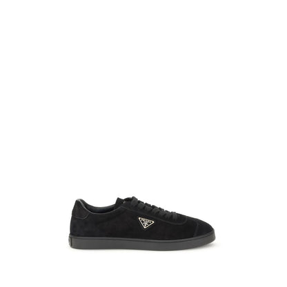 Prada Black Calf Leather Bos Taurus Low Top Sneakers Prada
