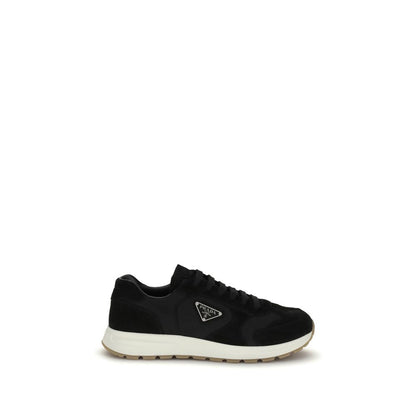 Prada Black Recycled Polyamide Athletic Sneakers with triangle logo and lightweight sole