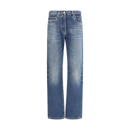 Prada Blue Cotton Straight-Leg Jeans Prada