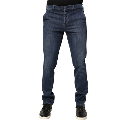 Prada Dark Blue Mid Waist Skinny Fit Men Denim Trouser Jeans, stylish and modern jeans for everyday wear.