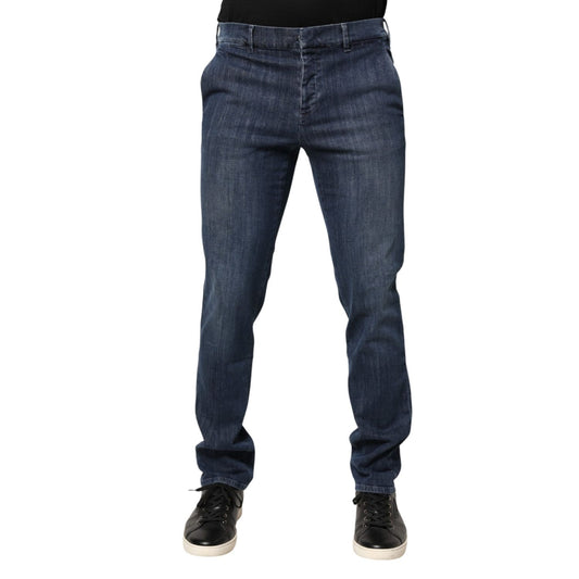 Prada Dark Blue Mid Waist Skinny Fit Men Denim Trouser Jeans, stylish and modern jeans for everyday wear.