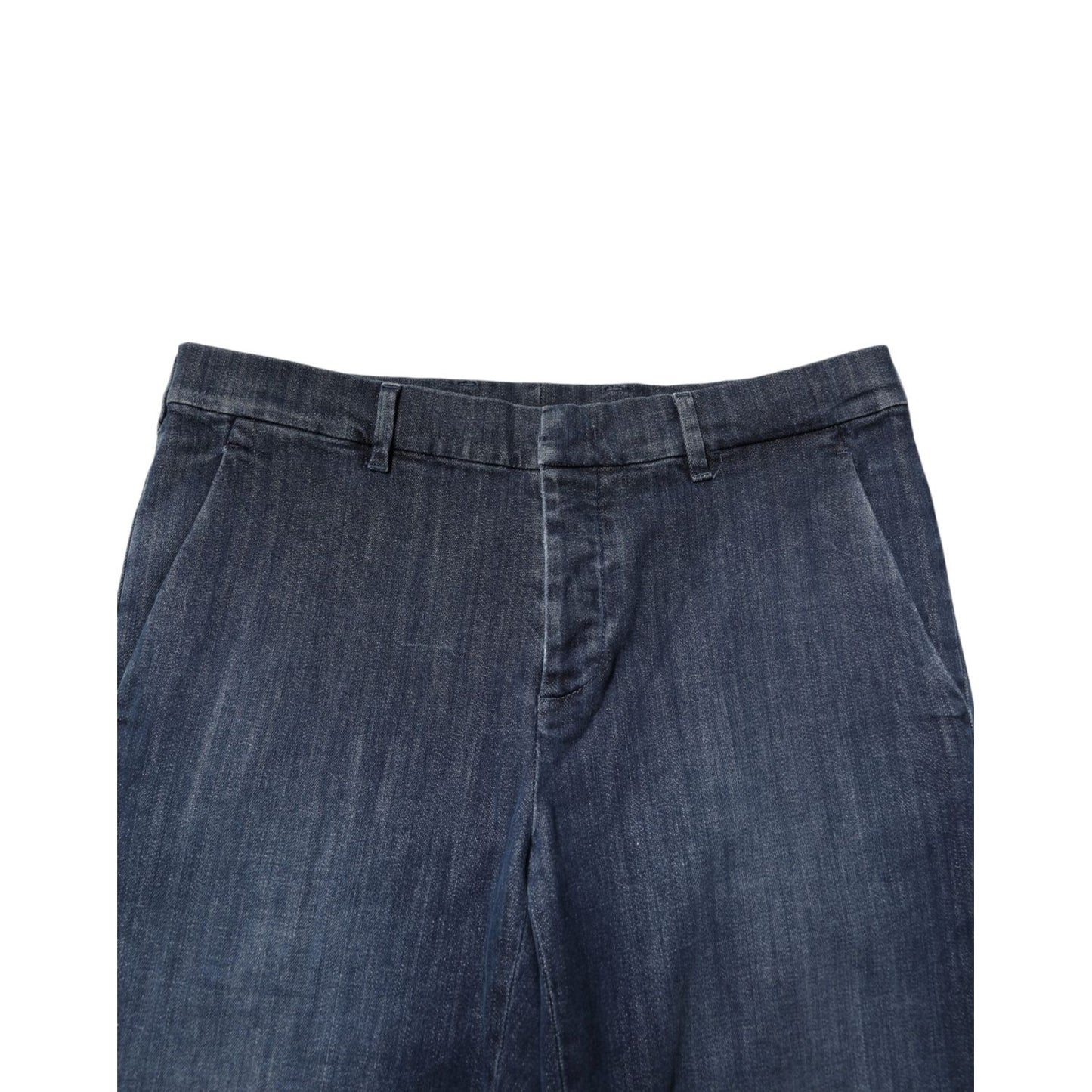 Prada Dark Blue Mid Waist Skinny Fit Men Denim Trouser Jeans showcasing modern silhouette and quality denim.