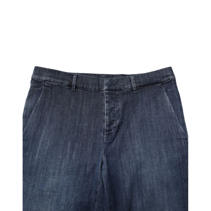 Prada Dark Blue Mid Waist Skinny Fit Men Denim Trouser Jeans showcasing modern silhouette and quality denim.
