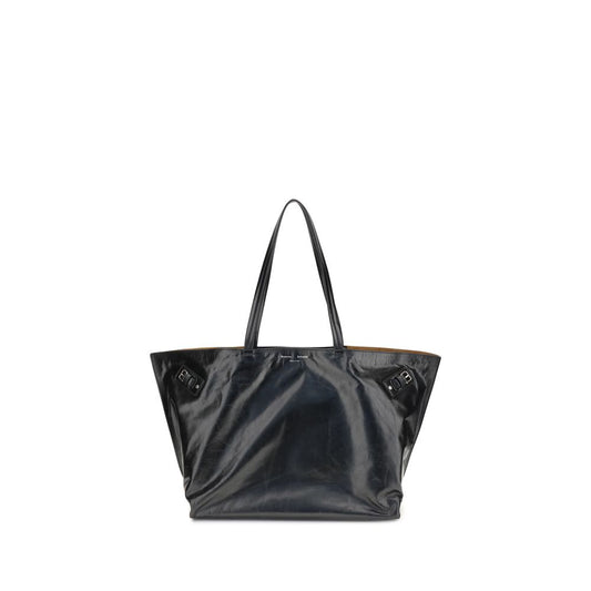 Proenza Schouler Black Leather Shoulder Bag with silver-tone buckles and spacious design
