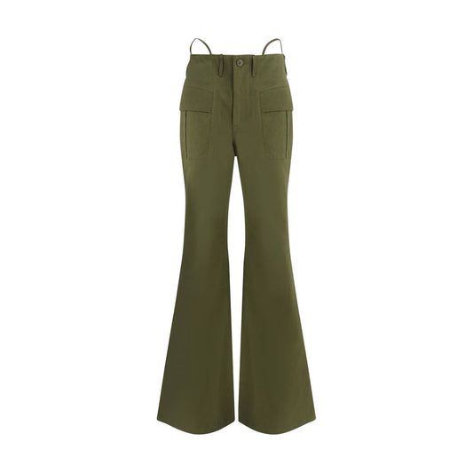 R13 Green Cotton Flared Pants