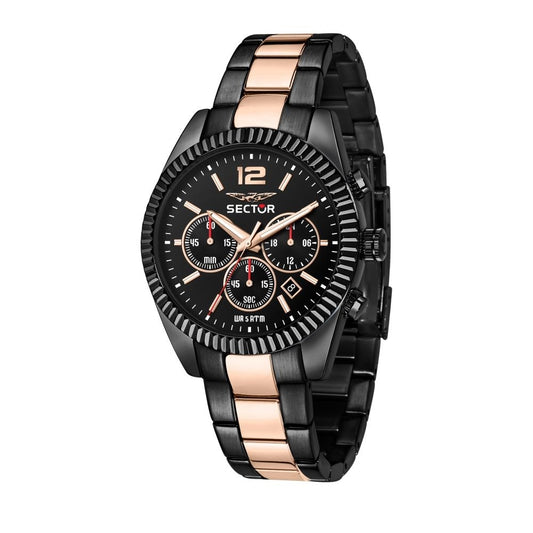 SECTOR Mod. 240 men's chronograph wristwatch, stainless steel case, 41mm, silver, quartz movement, water resistant 10 ATM, mineral dial.