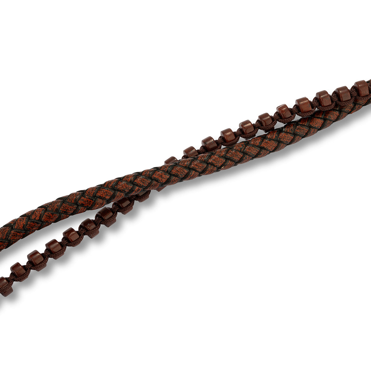 RADIANT JEWELS JEWELRY Mod. RH000318 brown woven necklace close-up view, showcasing intricate design and texture.