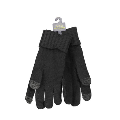 Ralph Lauren Black Wool Men's Glove with intricate logo embroidery, showcasing luxury and style for the fashion-forward individual.