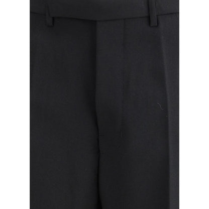 Rick Owens Black Fleece Wool Dress Pants with tailored waistband and ironed pleats