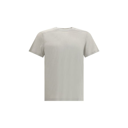 Rick Owens Gray Polyamide T-Shirt with ribbed crew neck and center back seam, showcasing minimalist style in lightweight fabric.