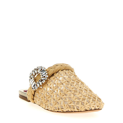 Roger Vivier Beige Raffia Mules