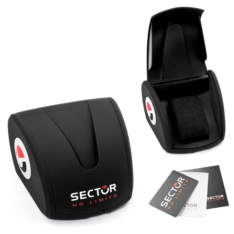 SECTOR Mod. 270 wristwatch packaging in official box with instruction manuals displayed.
