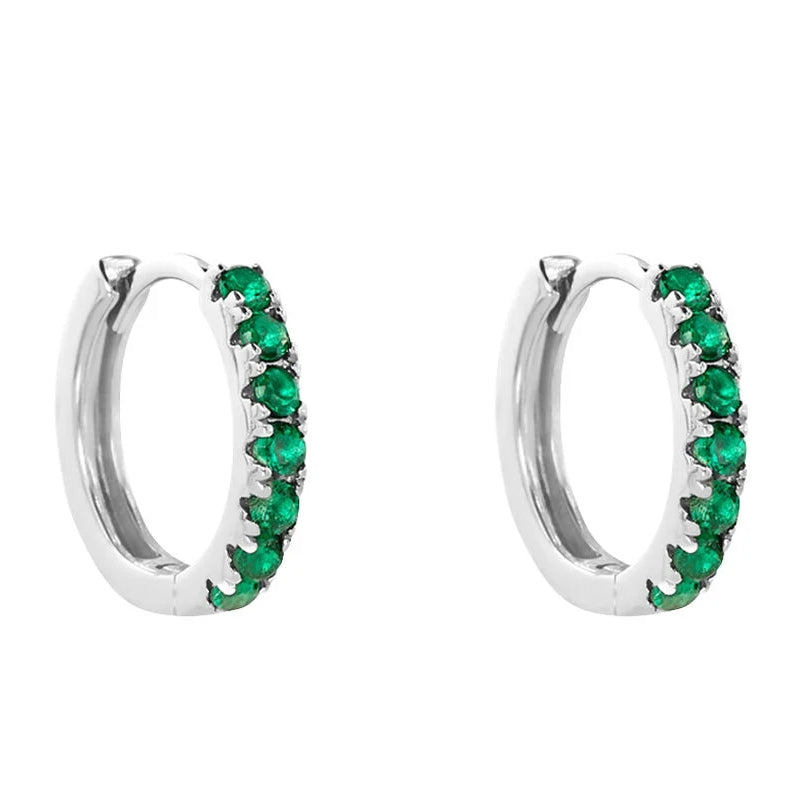 STROILI Mod. 1682430 silver hoop earrings with green gemstones