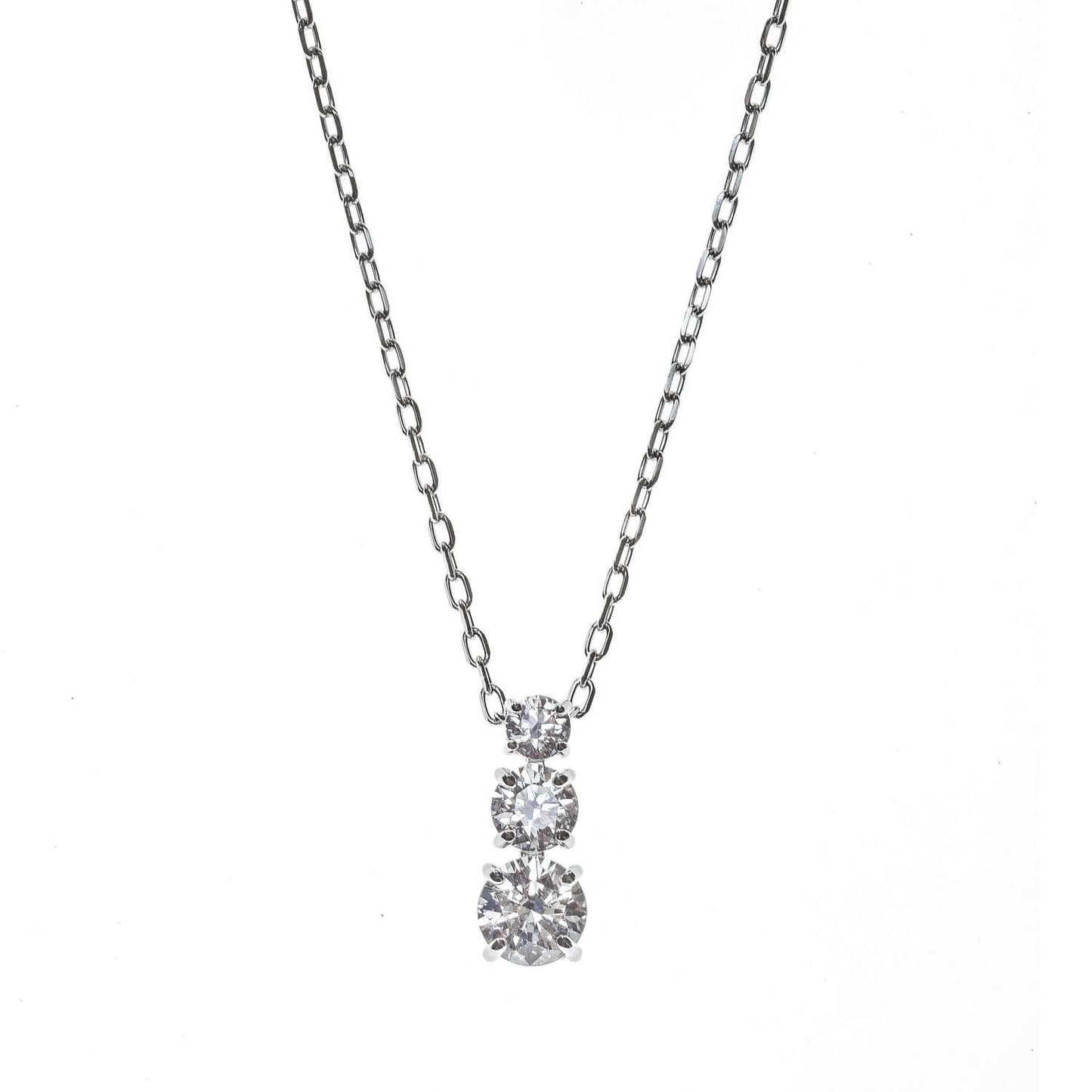 SWAROVSKI Mod. 5414970 pendant necklace, Attract Trilogy design, round cut crystals, rhodium plated, symbolizes eternal love