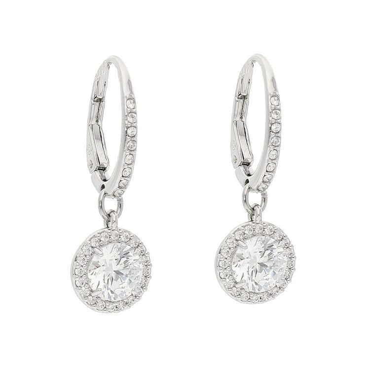 Elegant silver earrings featuring Swarovski crystals, model SWAROVSKI Mod. 5636270, designed for ladies, 5 ATM water resistance.
