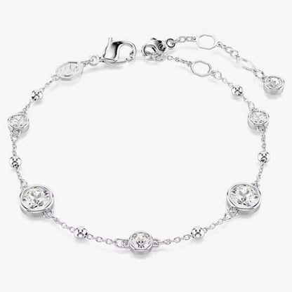 SWAROVSKI Mod. 5696079 Imber Collection bracelet, round cut white stones, rhodium plated, contemporary soft chain design