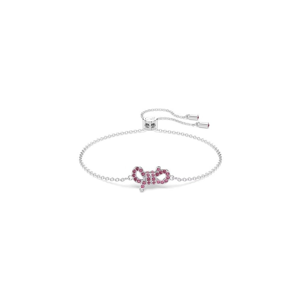 Elegant pink crystal bracelet on a silver chain