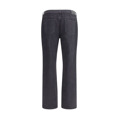 Back view of Saint Laurent Black Cotton Straight-Leg Jeans with belt loops and five-pocket design, perfect for versatile styling.