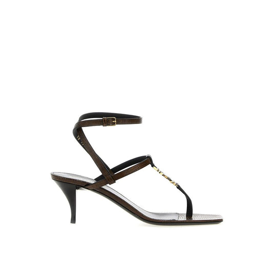 Saint Laurent Brown Calfskin Platform Sandals