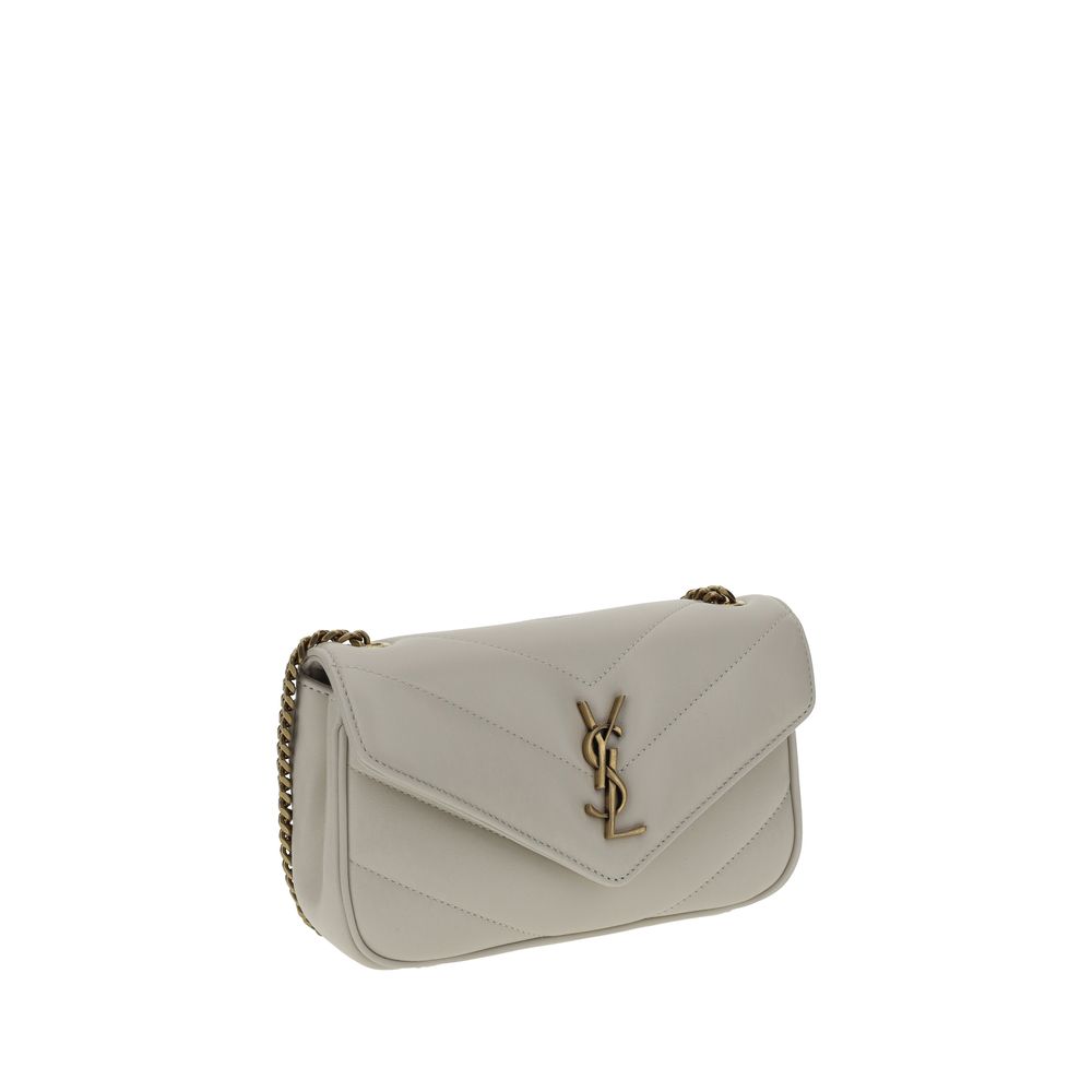 Saint Laurent Lou Lou Shoulder Bag in quilted lambskin leather with YSL logo and sliding chain handle.