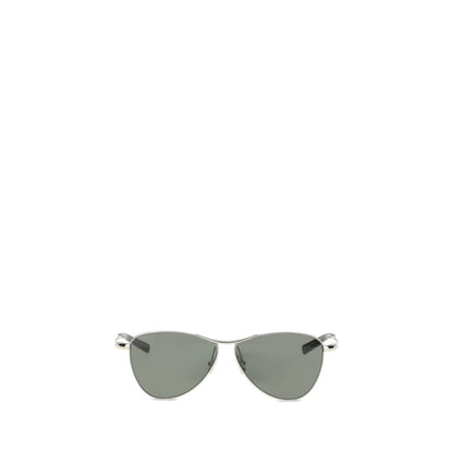 Saint Laurent Silver Metal Sunglasses - 831 Vesper, triangular frame, nylon lenses, bold aviator style, AW25 collection.