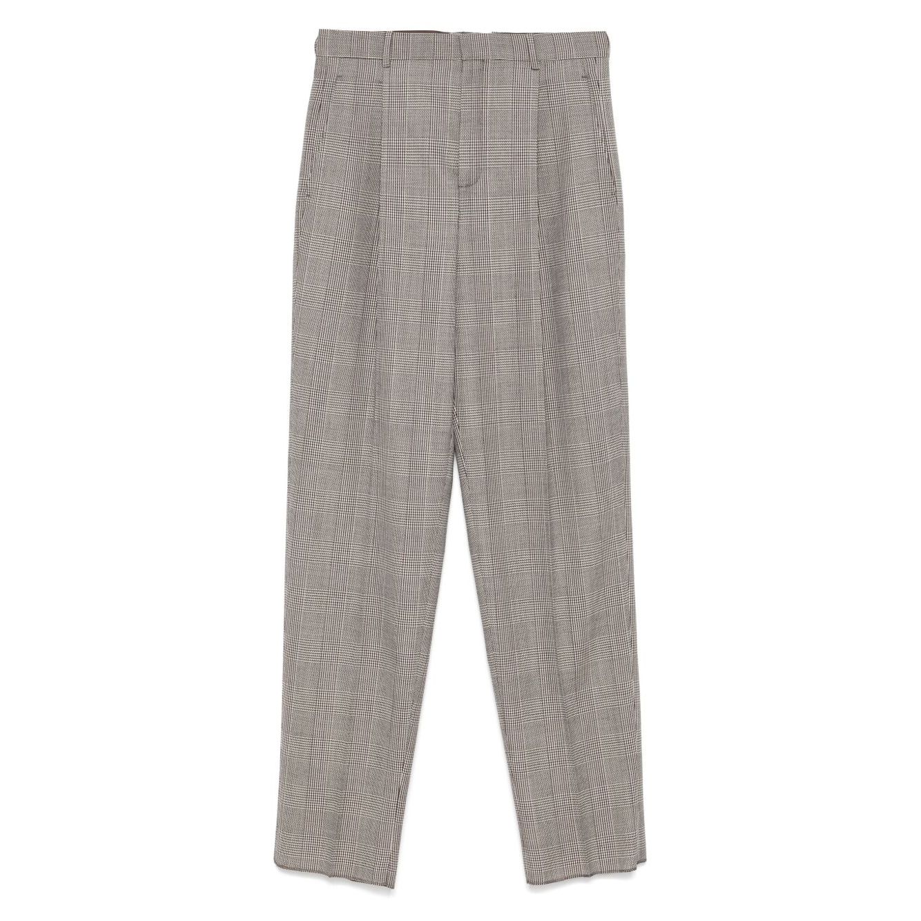 Light brown wool Saint Laurent trousers with concealed front fastening, side and rear pockets, and belt loops.