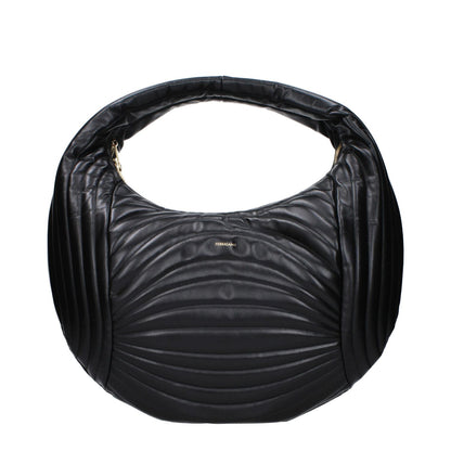 Salvatore Ferragamo Black Leather Handbag with front logo design, MPN 2189360776493, code F83258
