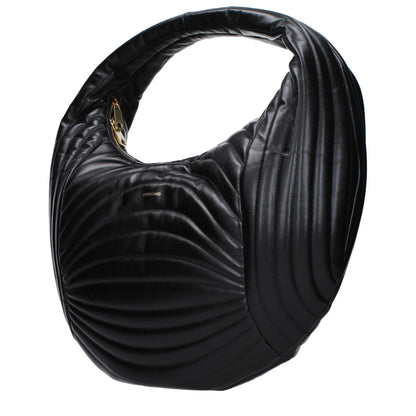 Salvatore Ferragamo Black Leather Handbag with front logo and unique design, MPN 2189360776493, code F83258.