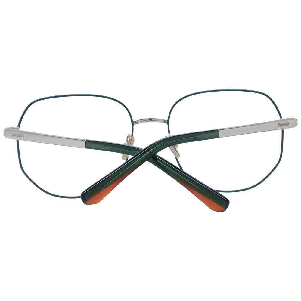 Sandro Green Women Glasses Frame, full-rim round style in acetate with demo lenses, 46-19-135 size, includes branded case.