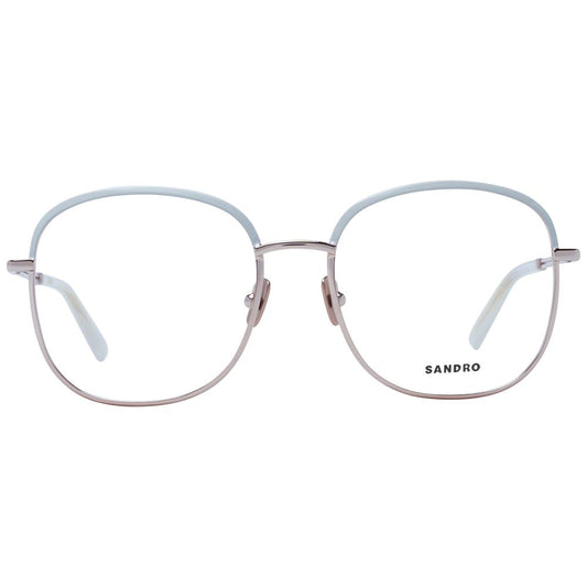 Sandro White Women Glasses Frame - Full-Rim Square Metal Frame, 53-17-140 Size with Demo Lenses, Branded Case Included.