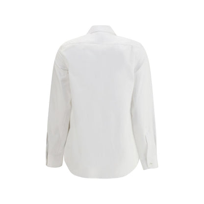 Back view of Sara Roka White Cotton Dress Shirt with structured silhouette and elegant collar.