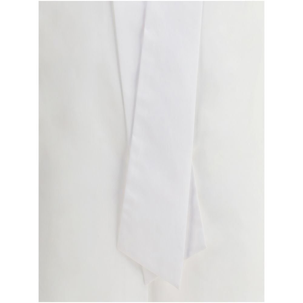 Detail of the Sara Roka White Cotton Dress Shirt showing elegant collar with tie feature.
