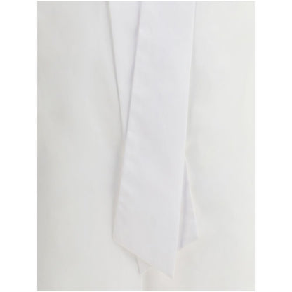 Detail of the Sara Roka White Cotton Dress Shirt showing elegant collar with tie feature.