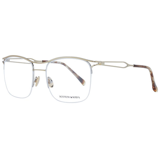 Scotch & Soda Silver Men Glasses Frame with stainless steel half-rim and square style, includes branded case.