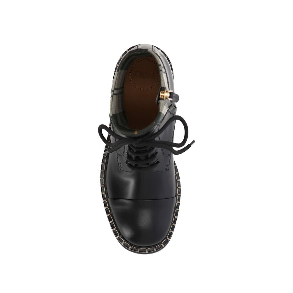 See By Chloé Black Cotton Lace-Up Boots