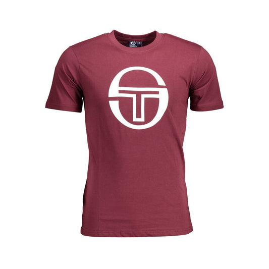 Sergio Tacchini Purple Cotton Men T-Shirt with logo print, short sleeve crew neck design, made from premium cotton for comfort.