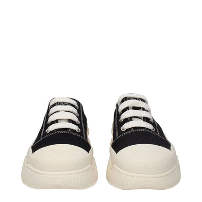 Stella McCartney Black Fabric Chunky Sneakers with lace-up closure and rubber sole, featuring a 5 cm wedge and round toe.