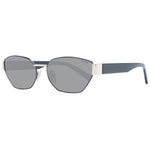 Sting Black Unisex Sunglass with grey lenses, black metal full-rim frame, rectangle style. Includes branded case, 100% UVA & UVB protection.