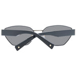 Sting Black Unisex Sunglass with grey lenses and full-rim black metal frame, shown from the back with temples crossed.