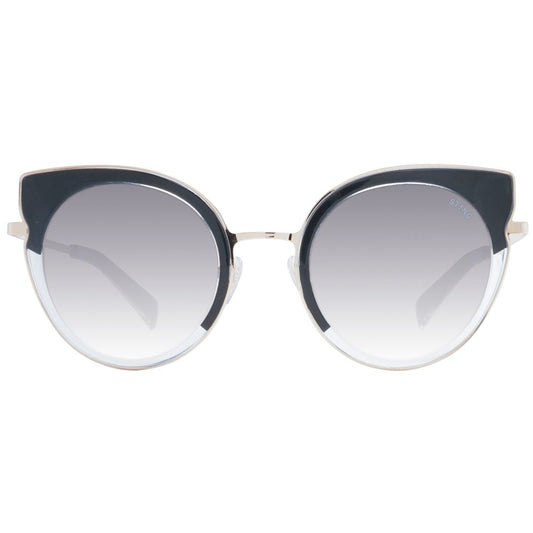 Sting Black Women Sunglass with black metal frame, grey gradient lenses, cat eye full-rim style, size 50-23-140, UVA/UVB protection.