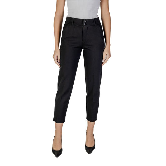 Street One Black Viscose Pant, women's slim-fit cigarette trousers, elegant and comfortable, ankle-length, perfect for modern style.