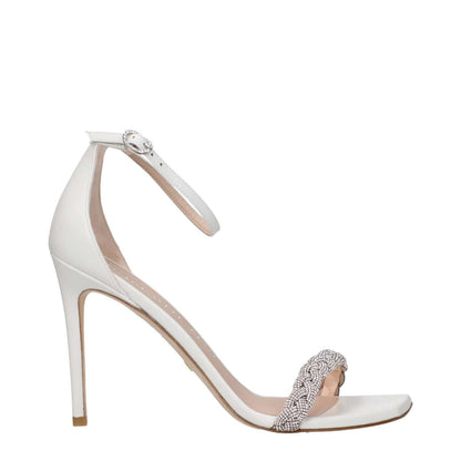 Stuart Weitzman White Leather Stiletto Heel Sandals