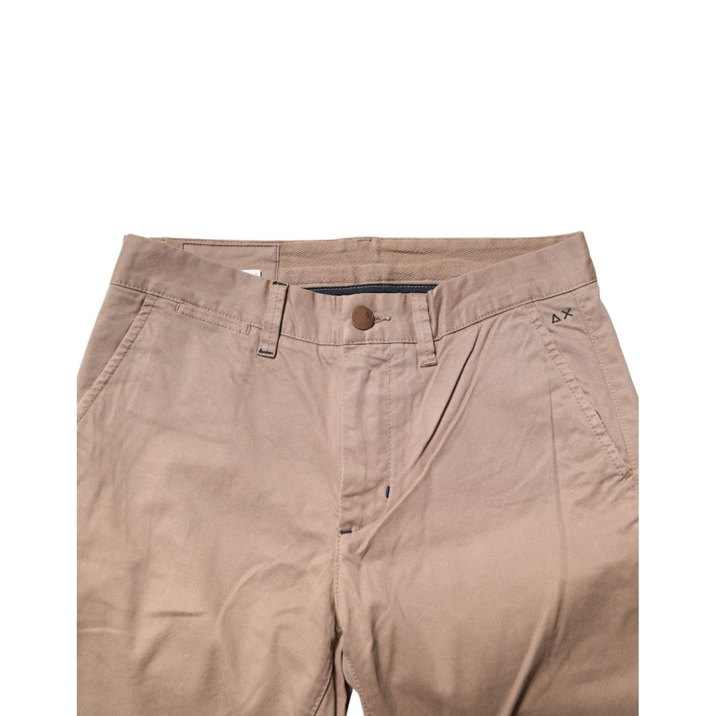 Sun68 Beige Cotton Mid Waist Straight Men Chino Trouser Pants in a sleek and stylish design, perfect for versatile and smart-casual wear.