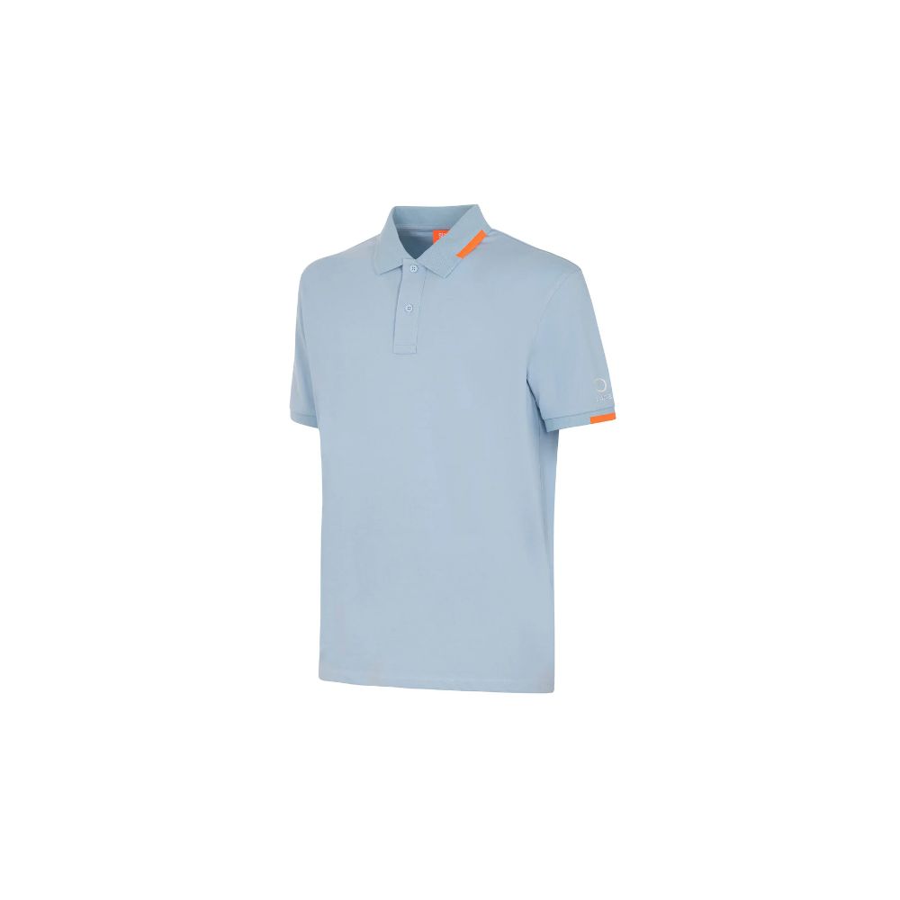 Suns Light Blue Cotton Men Polo Shirt with ribbed collar and subtle logo on sleeve, perfect for a preppy chic and elegant look.